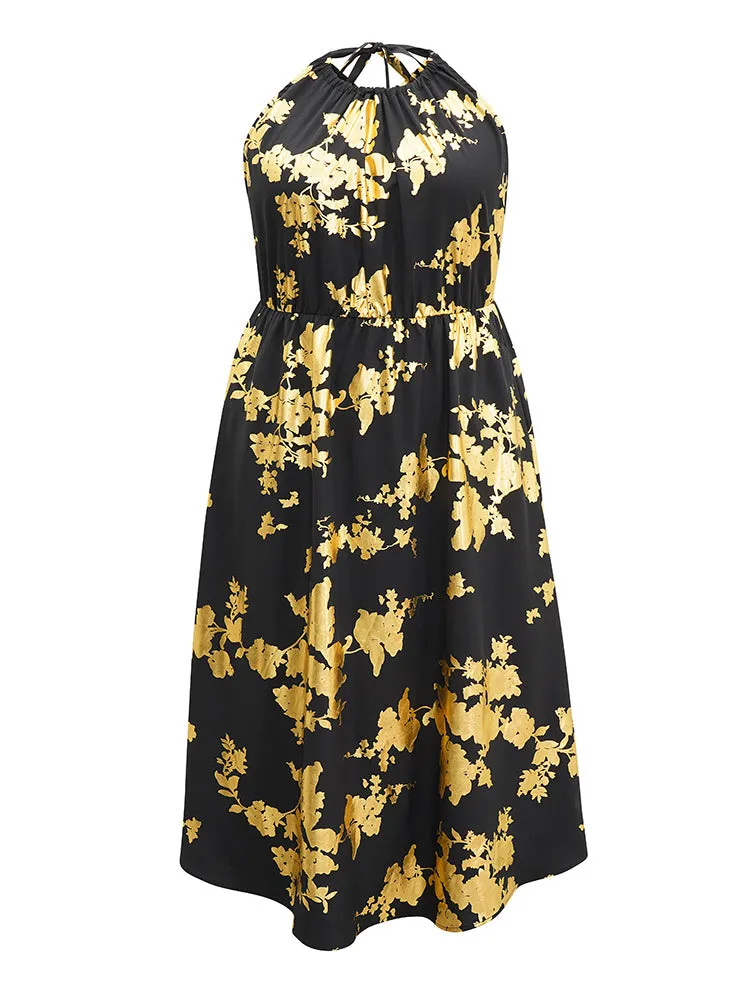 Glitter Pocket Halter Keyhole Midi Dress sold by Bloomchic product image thumbnail 5