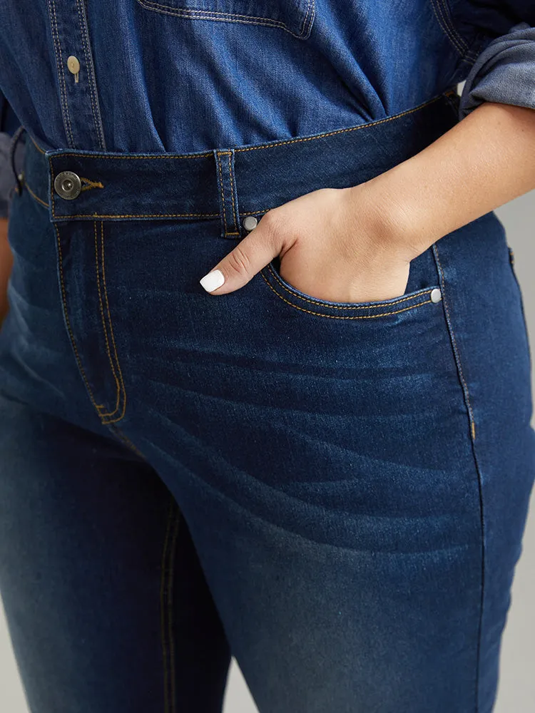 Dark Wash Zipper Fly Flare Leg Jeans sold by Bloomchic product image thumbnail 3