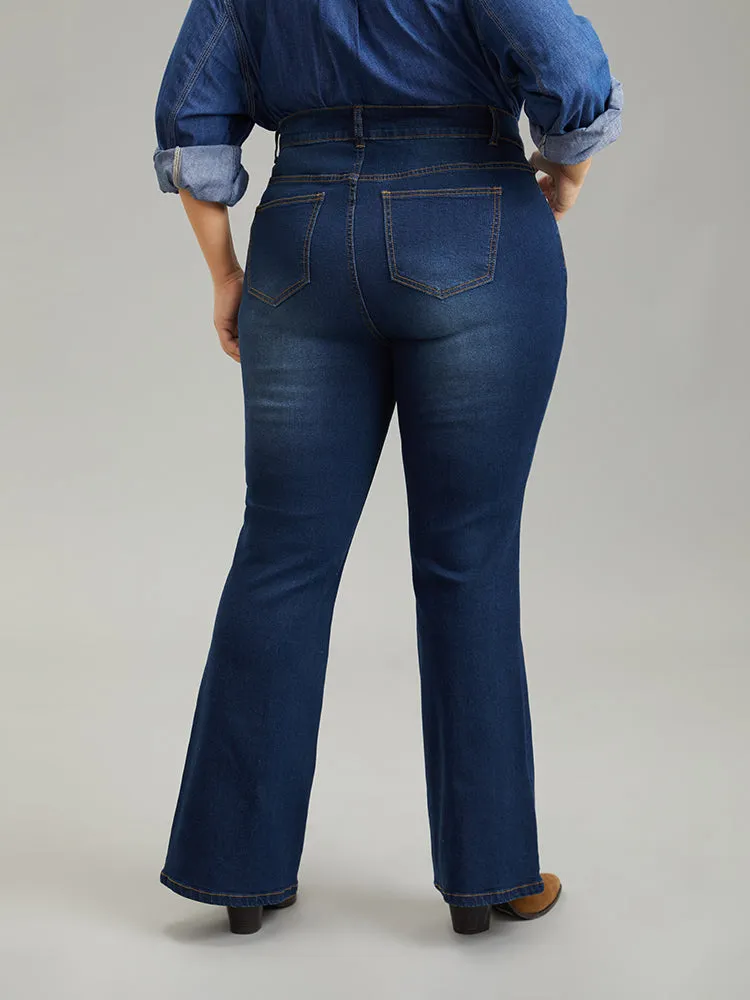 Dark Wash Zipper Fly Flare Leg Jeans sold by Bloomchic product image thumbnail 4