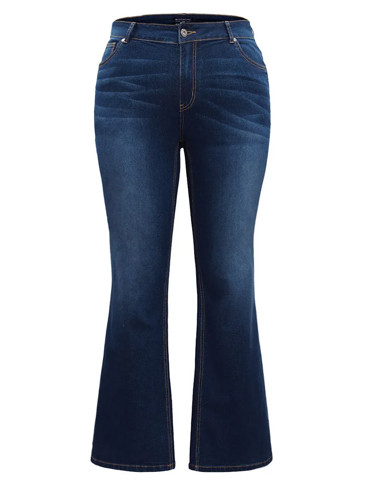 Dark Wash Zipper Fly Flare Leg Jeans sold by Bloomchic product image thumbnail 5
