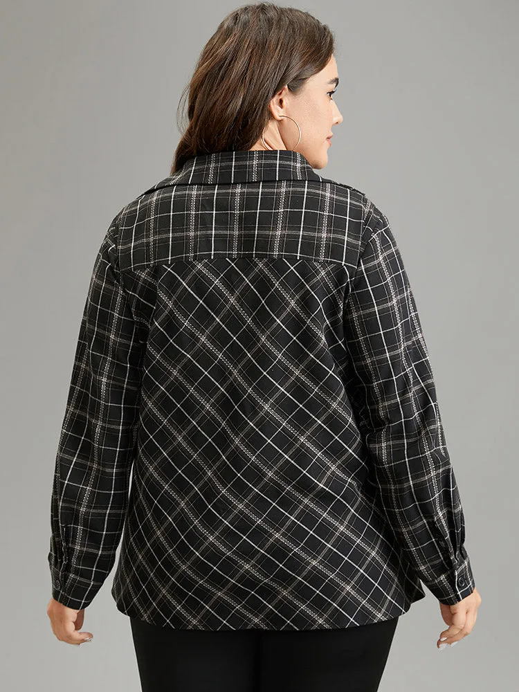 Plaid Shirt Collar Twist Front Blouse sold by Bloomchic product image thumbnail 2