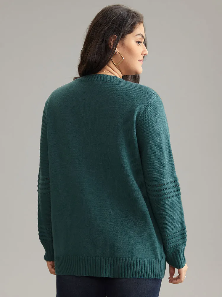 Textured Plain Loose Elastic Cuffs Pullover sold by Bloomchic product image thumbnail 2