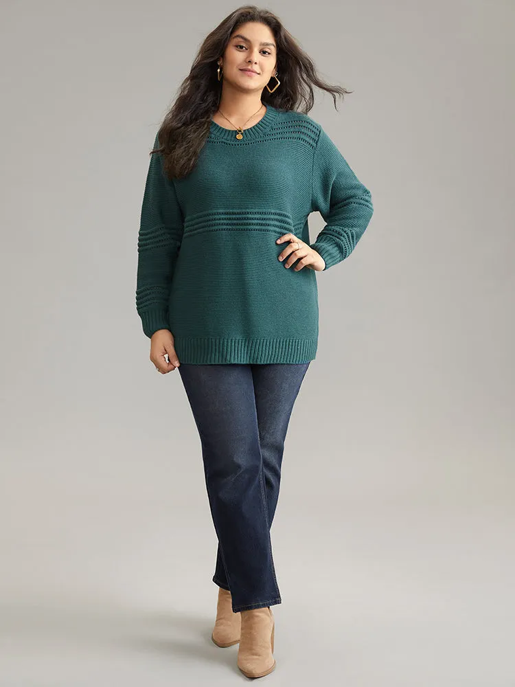 Textured Plain Loose Elastic Cuffs Pullover sold by Bloomchic product image thumbnail 4