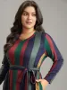 Colored Striped Pocket Belted Long Sleeve Dress sold by Bloomchic