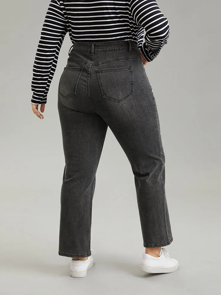 Vintage Black Wash Straight Leg Jeans sold by Bloomchic product image thumbnail 4