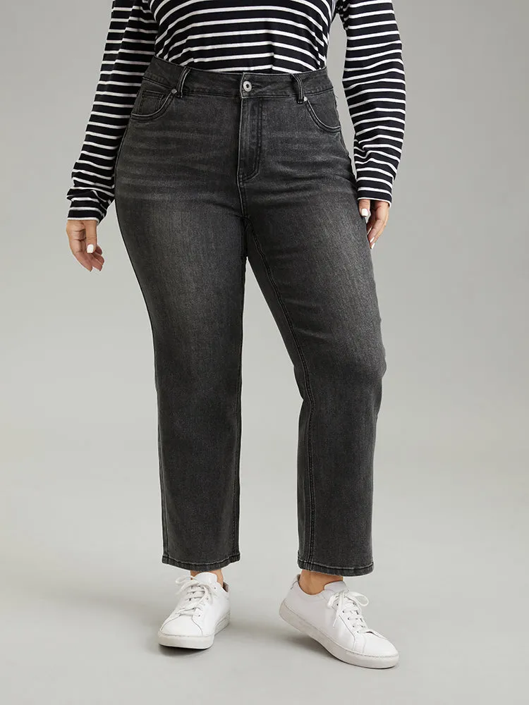 Vintage Black Wash Straight Leg Jeans sold by Bloomchic