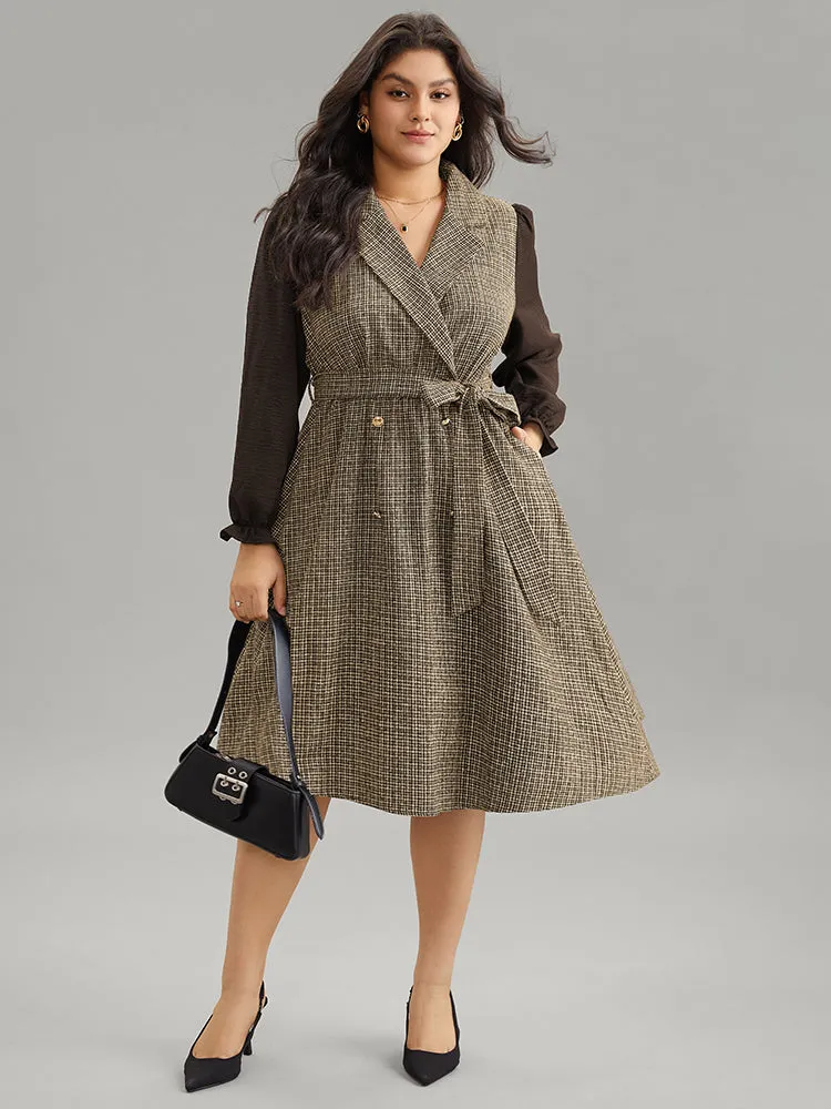 Tweed Suit Collar Belted Button Detail Dress sold by Bloomchic