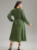 Allover Print Shirred Pocket Contrast Trim Dress sold by Bloomchic