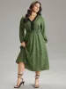 Allover Print Shirred Pocket Contrast Trim Dress sold by Bloomchic