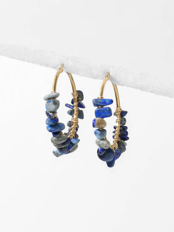 Bandana Style Natural Stone Hoop Earrings sold by Bloomchic