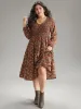 Ditsy Floral Shirred Flutter Layered Hem Dress sold by Bloomchic