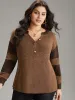 Contrast Patchwork Notched Button Up T-shirt sold by Bloomchic