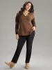 Contrast Patchwork Notched Button Up T-shirt sold by Bloomchic