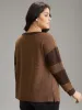 Contrast Patchwork Notched Button Up T-shirt sold by Bloomchic