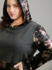 Velvet Patchwork Floral Print Kangaroo Pocket Sweatshirt sold by Bloomchic