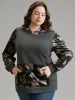 Velvet Patchwork Floral Print Kangaroo Pocket Sweatshirt sold by Bloomchic