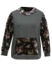 Velvet Patchwork Floral Print Kangaroo Pocket Sweatshirt sold by Bloomchic