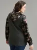 Velvet Patchwork Floral Print Kangaroo Pocket Sweatshirt sold by Bloomchic