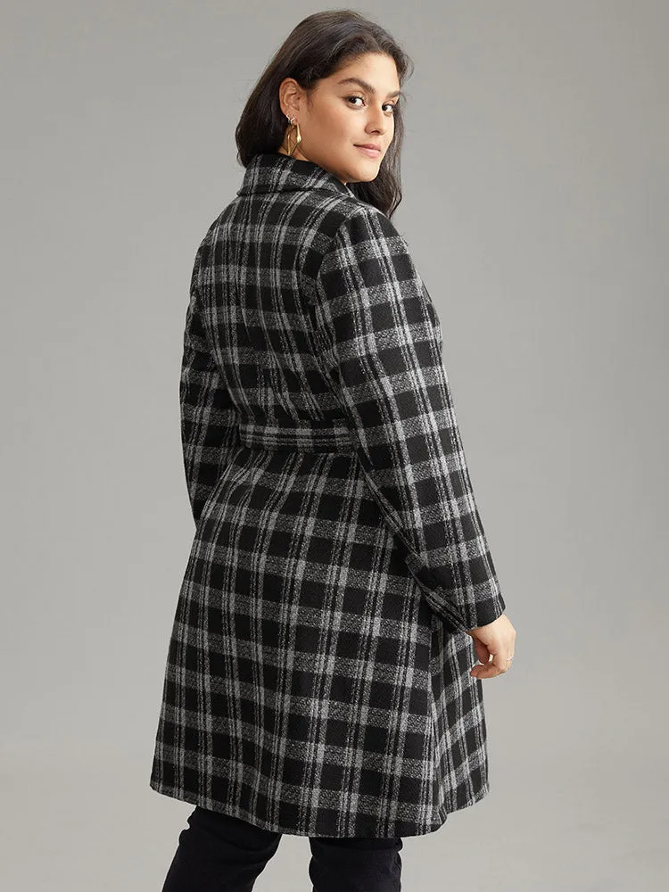 Plaid Button Up Belted Bowknot Maxi Coat sold by Bloomchic product image thumbnail 2