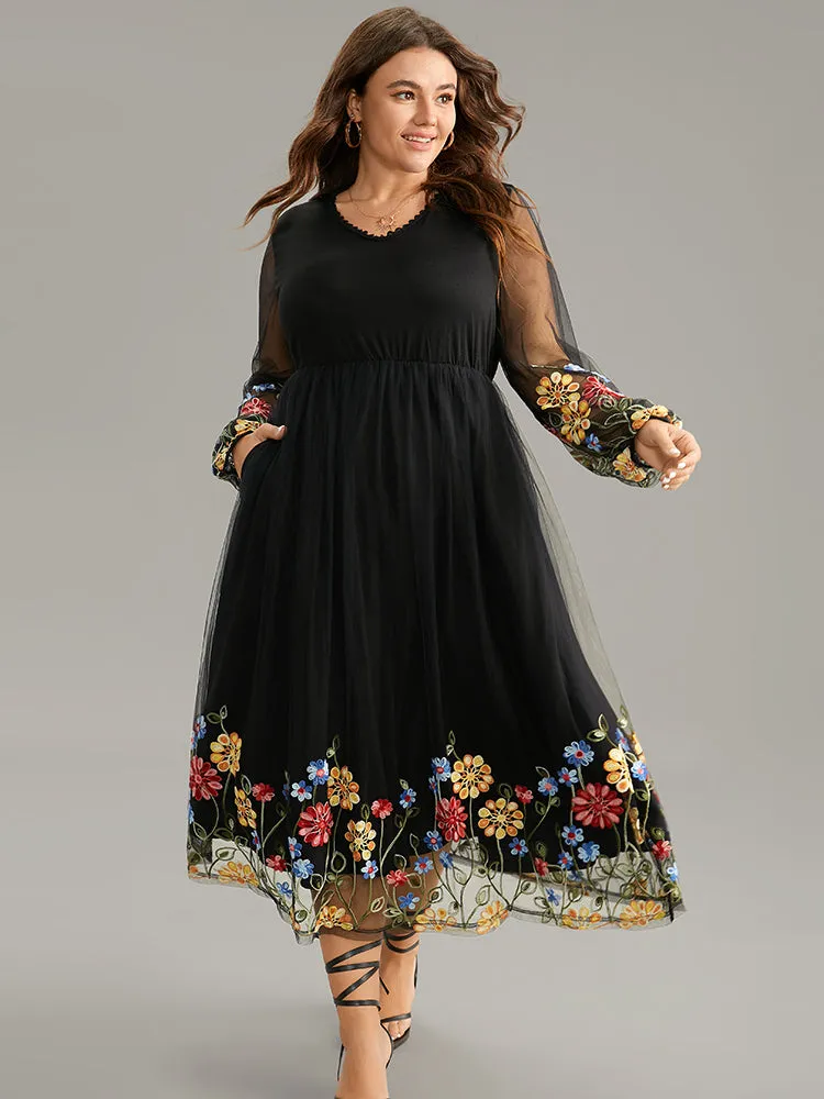 Floral Embroidered Crochet Lace Mesh Dress sold by Bloomchic