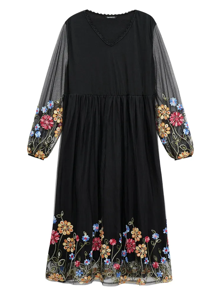 Floral Embroidered Crochet Lace Mesh Dress sold by Bloomchic product image thumbnail 5