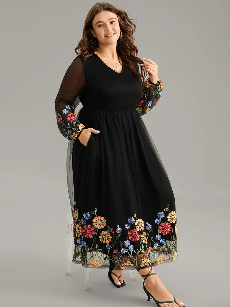 Floral Embroidered Crochet Lace Mesh Dress sold by Bloomchic product image thumbnail 3