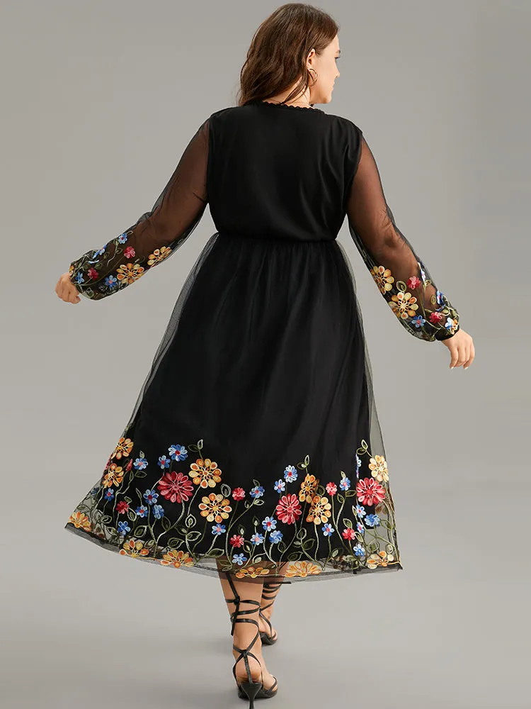 Floral Embroidered Crochet Lace Mesh Dress sold by Bloomchic product image thumbnail 2