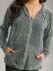 Glitter Zipper Pocket Hooded Corduroy Sweatshirt sold by Bloomchic