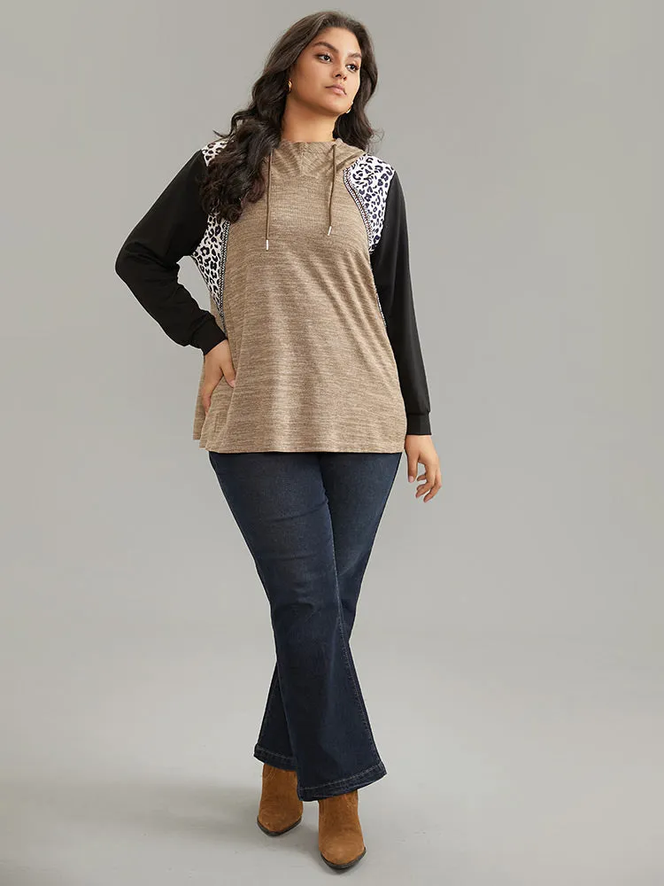 Leopard Patchwork Contrast Hooded Sweatshirt sold by Bloomchic product image thumbnail 3