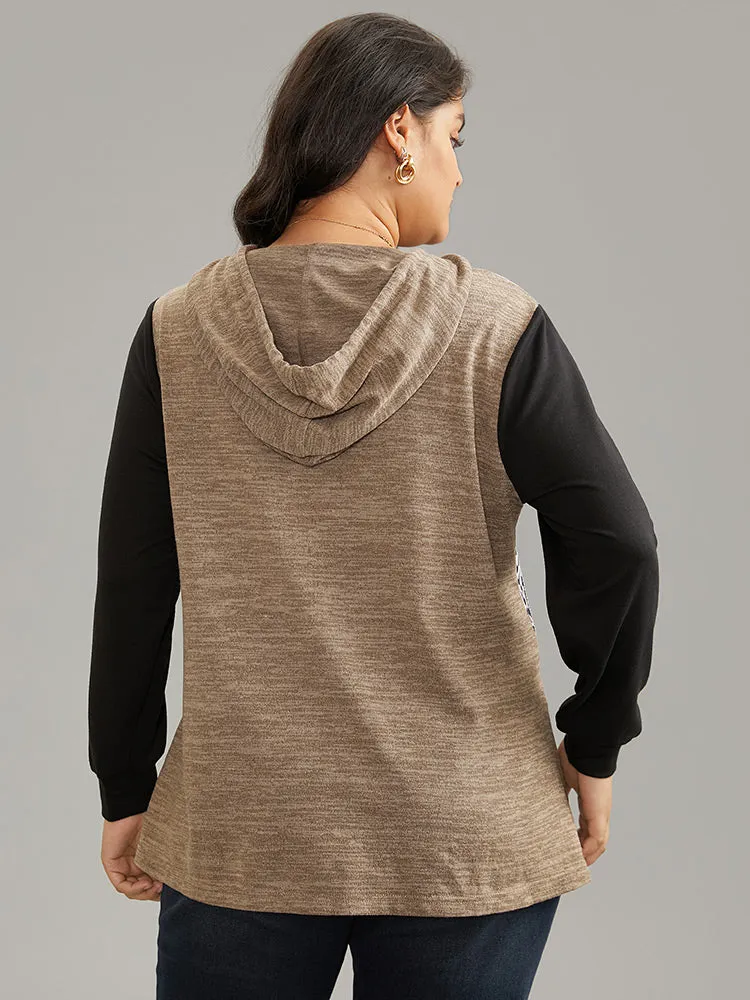 Leopard Patchwork Contrast Hooded Sweatshirt sold by Bloomchic product image thumbnail 2