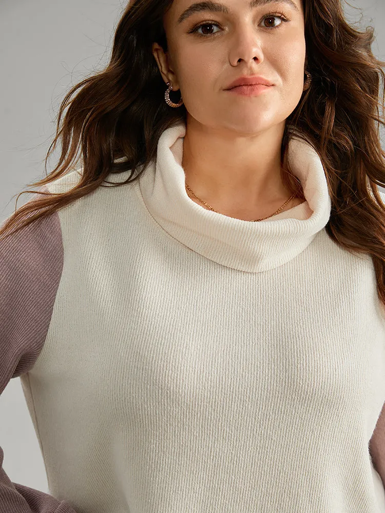 Two Tone Turtle Neck Patchwork Sweatshirt sold by Bloomchic product image thumbnail 4