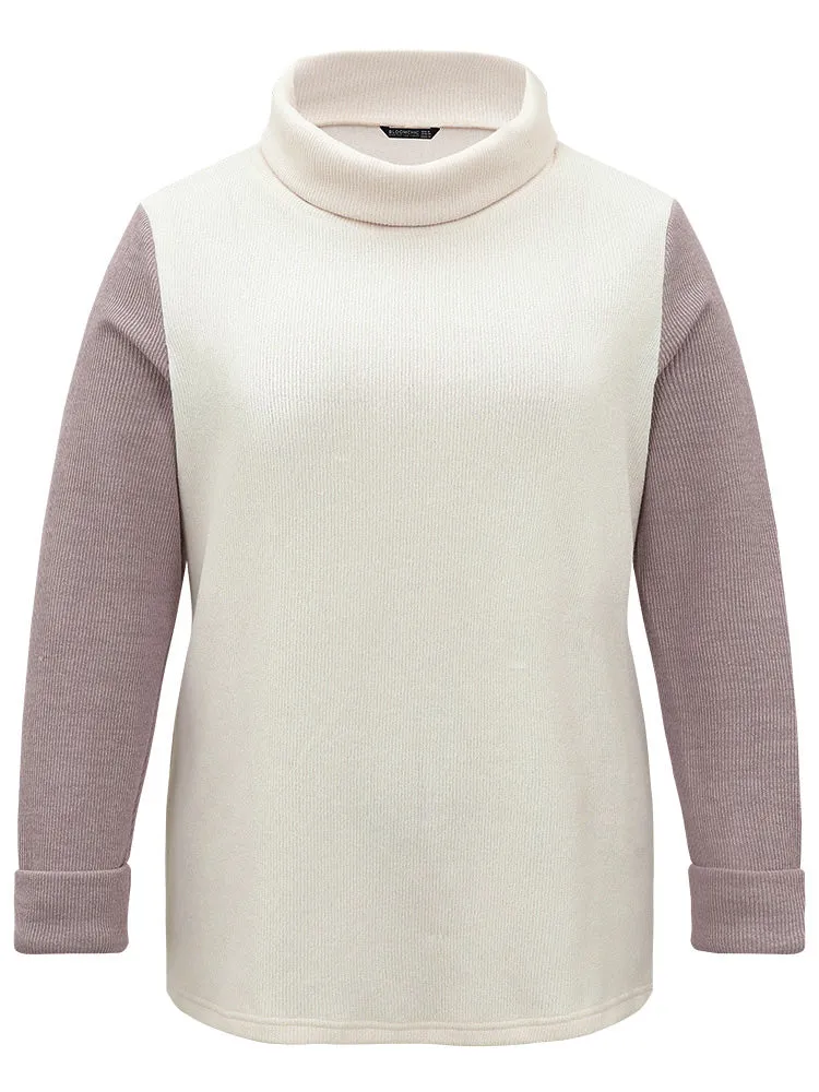 Two Tone Turtle Neck Patchwork Sweatshirt sold by Bloomchic product image thumbnail 5