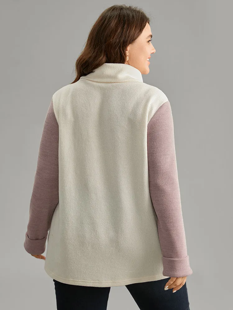 Two Tone Turtle Neck Patchwork Sweatshirt sold by Bloomchic product image thumbnail 2