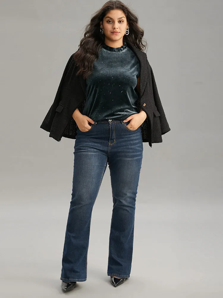 Velvet Frill Trim Ruffle Cap Sleeve Tank Top sold by Bloomchic product image thumbnail 3