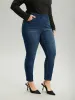 Dark Wash Skinny Elastic Waist Jeans sold by Bloomchic