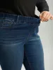 Dark Wash Skinny Elastic Waist Jeans sold by Bloomchic