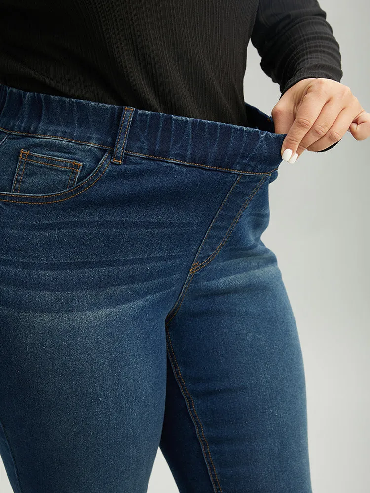 Dark Wash Skinny Elastic Waist Jeans sold by Bloomchic product image thumbnail 4