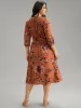 Floral Notched Belted Elastic Waist Dress sold by Bloomchic