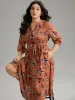 Floral Notched Belted Elastic Waist Dress sold by Bloomchic