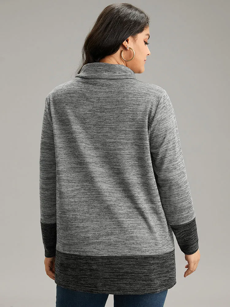 Contrast Turtleneck Pocket Drawstring Sweatshirt sold by Bloomchic product image thumbnail 2