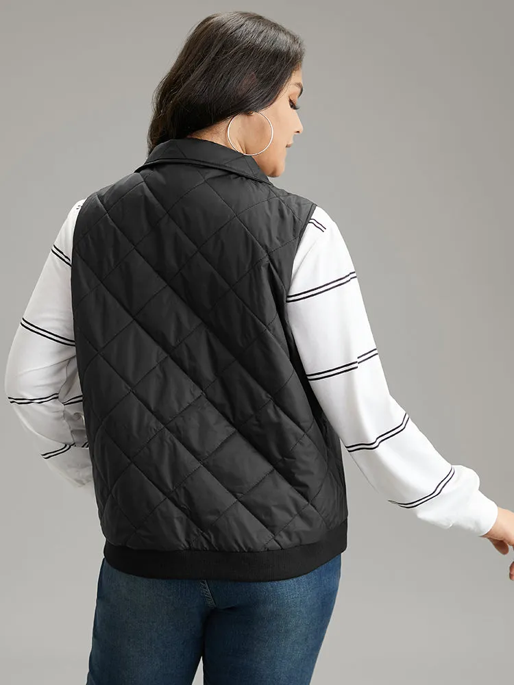 Plain Quilted O Ring Zipper Sleeveless Vest sold by Bloomchic product image thumbnail 2