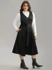 Plain Buckle Detail Surplice Neck Tank Dress sold by Bloomchic