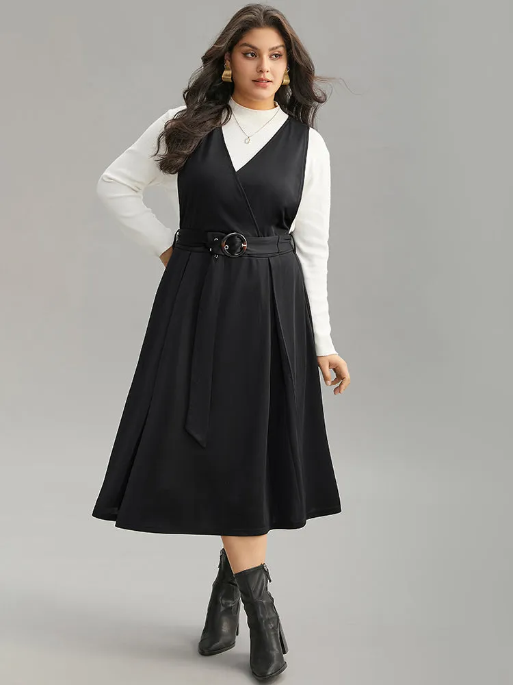 Plain Buckle Detail Surplice Neck Tank Dress sold by Bloomchic product image thumbnail 2