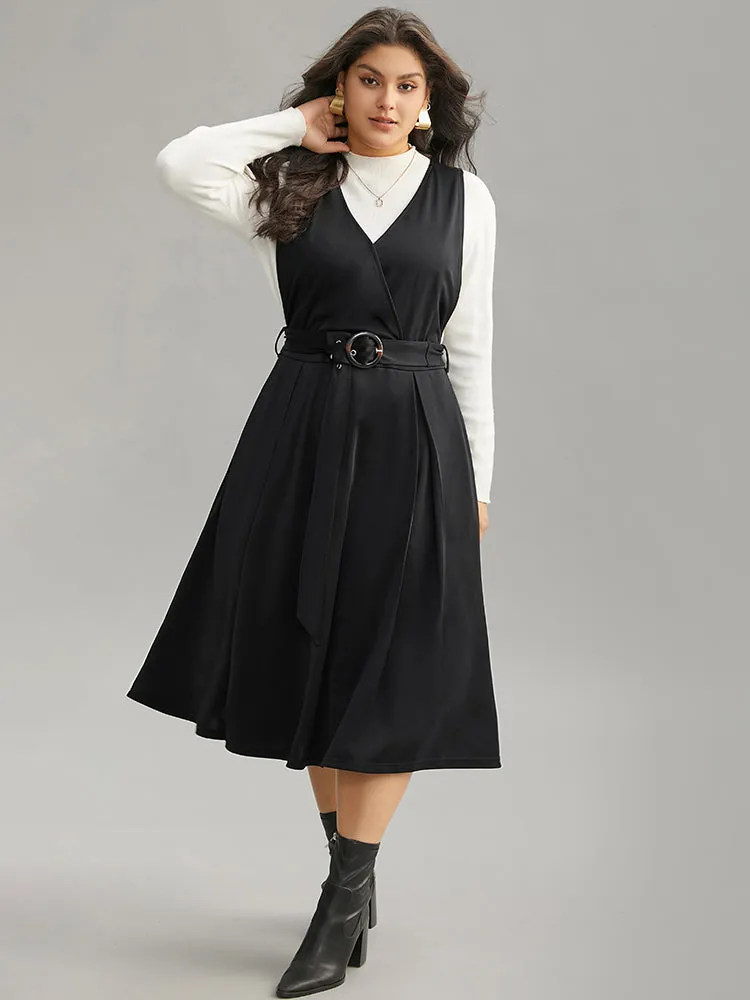 Plain Buckle Detail Surplice Neck Tank Dress sold by Bloomchic product image thumbnail 3