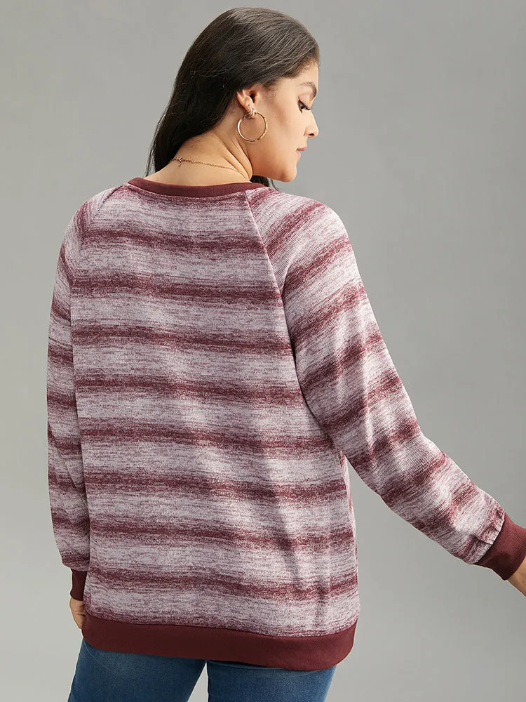 Striped Ombre Rib Knit Elastic Cuffs Sweatshirt sold by Bloomchic product image thumbnail 5