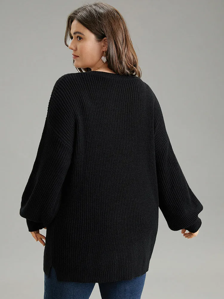 Rhinestone V Neck Drop Shoulder Pullover sold by Bloomchic product image thumbnail 2