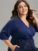 Crochet Lace Mesh Overlap Collar Elastic Waist Dress sold by Bloomchic