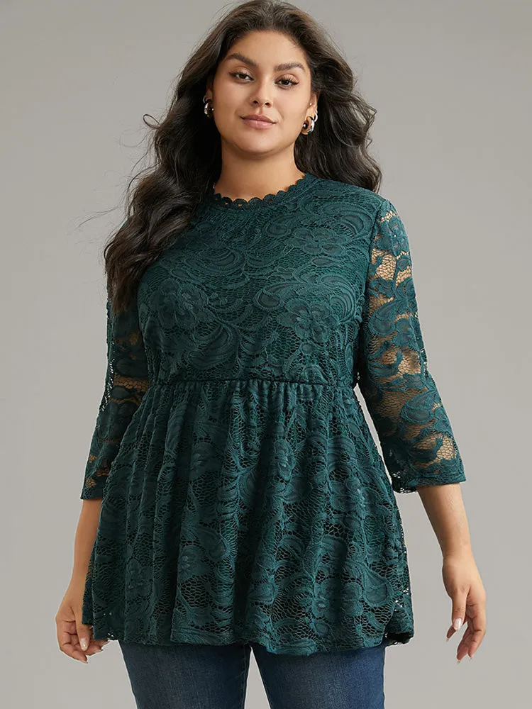 Lace Patchwork Mesh Elastic Waist T-shirt sold by Bloomchic product image thumbnail 3