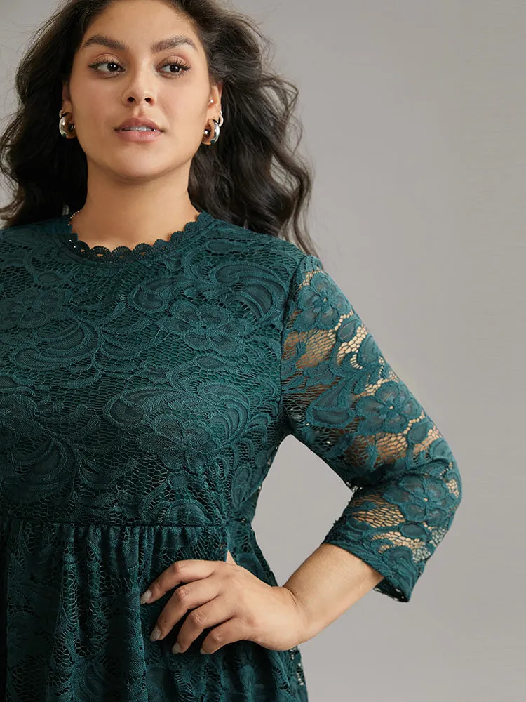 Lace Patchwork Mesh Elastic Waist T-shirt sold by Bloomchic product image thumbnail 2