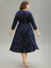 Christmas Velvet Star Glitter Wrap Pocket Dress sold by Bloomchic